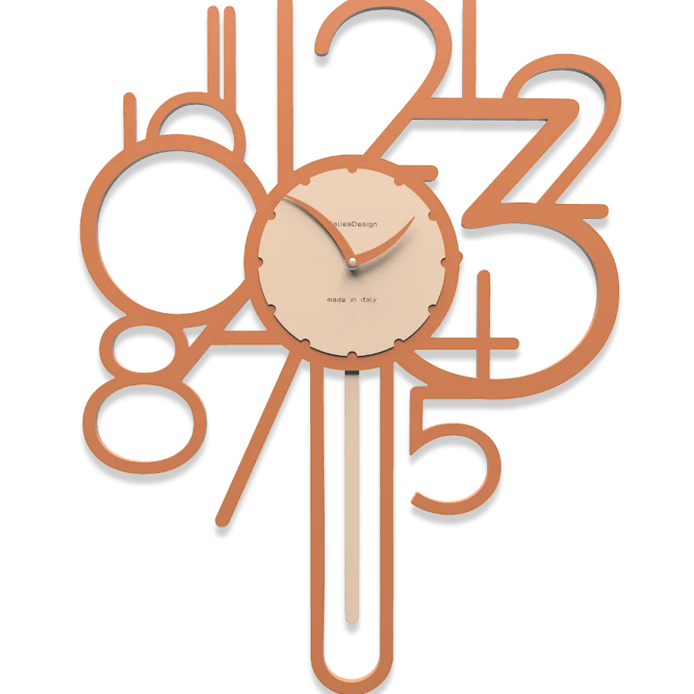 Orologi Da Parete Moderni-Selezionato da Mazzolaluce Orologio a pendolo moderno da parete legno colore terracotta