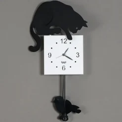 Orologi Da Parete Moderni-Selezionato da Mazzolaluce Orologio a pendolo moderno da muro gatto nero