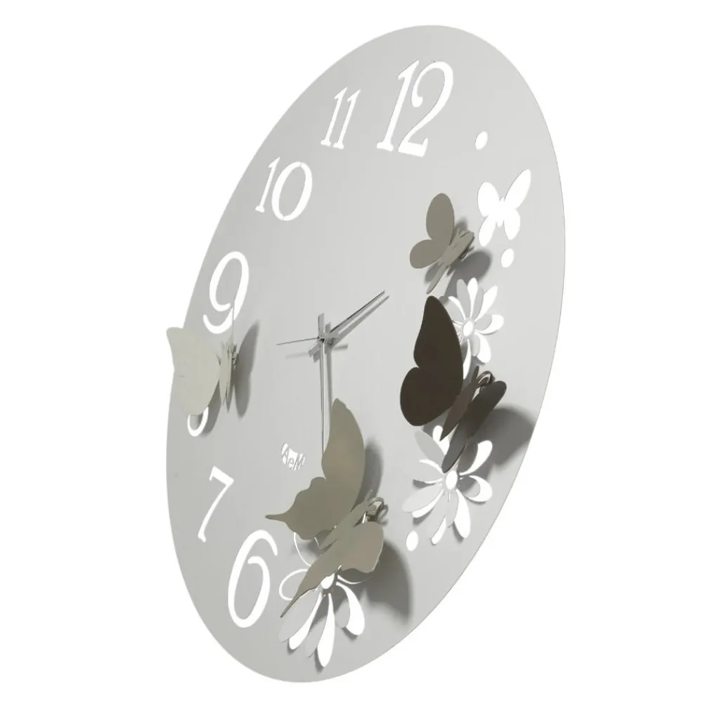 Orologi Da Parete Moderni-Selezionato da Mazzolaluce Orologio bianco da parete rotondo design farfalle