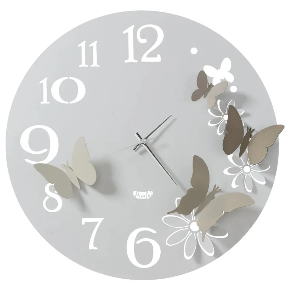 Orologi Da Parete Moderni-Selezionato da Mazzolaluce Orologio bianco da parete rotondo design farfalle