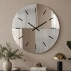 Orologi Da Parete Moderni-Selezionato da Mazzolaluce Orologio 100 cm da parete grandi dimensioni specchio cannettato e rosa moderno per soggiorno