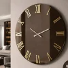 Orologi Da Parete Moderni-Selezionato da Mazzolaluce Orologio 80 cm da parete specchio bronzo numeri romani oro rotondo