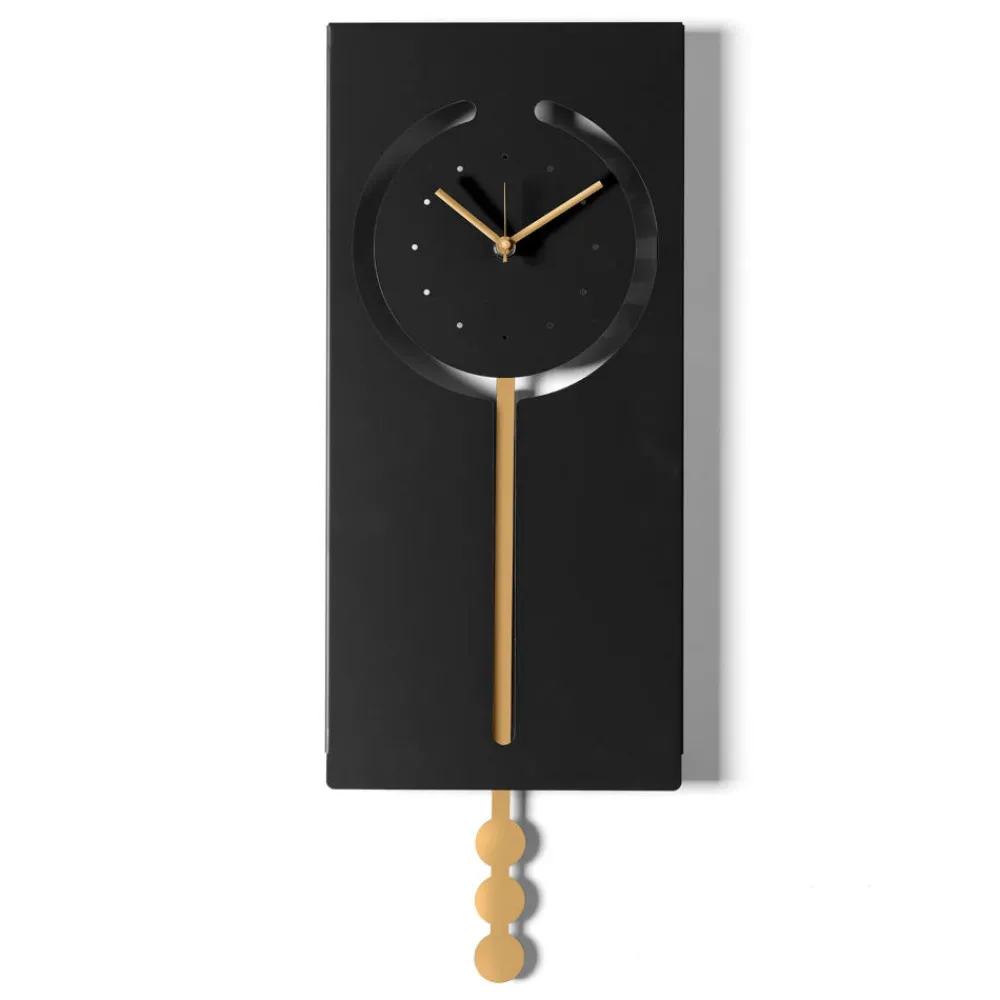 Orologi Da Parete Moderni-Selezionato da Mazzolaluce Orologio con pendolo da parete moderno nero e oro