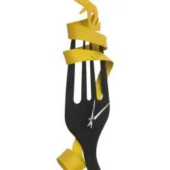 Orologi Da Parete Moderni-Selezionato da Mazzolaluce Orologio da cucina moderno forchetta nero giallo