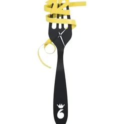 Orologi Da Parete Moderni-Selezionato da Mazzolaluce Orologio da cucina moderno forchetta nero giallo