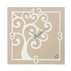 Orologi Da Parete Moderni-Bongelli Preziosi Orologio da muro albero della vita nocciola quadrato