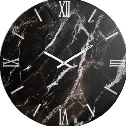 Orologi Da Parete Moderni-Selezionato da Mazzolaluce Orologio da muro 40cm polvere di luna resina effetto marmorizzato nero argento