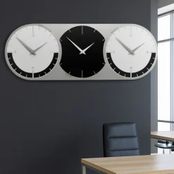 Orologi Da Parete Moderni-Selezionato da Mazzolaluce Orologio da muro fusi orari 3 nero grigio bianco in legno