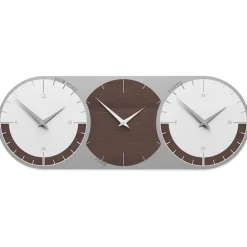 Orologi Da Parete Moderni-Selezionato da Mazzolaluce Orologio da muro moderno fusi orari 3 rovere wenge grigio bianco