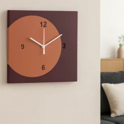 Orologi Da Parete Moderni-Selezionato da Mazzolaluce Orologio da muro moderno quadrato viola e pesca
