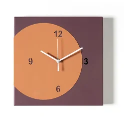 Orologi Da Parete Moderni-Selezionato da Mazzolaluce Orologio da muro moderno quadrato viola e pesca