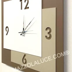 Orologi Da Parete Moderni-Bongelli Preziosi Orologio da muro moderno quadrato nocciola