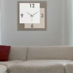 Orologi Da Parete Moderni-Bongelli Preziosi Orologio da muro moderno quadrato nocciola
