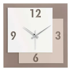 Orologi Da Parete Moderni-Bongelli Preziosi Orologio da muro moderno quadrato nocciola