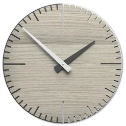 Orologi Da Parete Moderni-Selezionato da Mazzolaluce Orologio da muro moderno rovere bianco grigio in legno