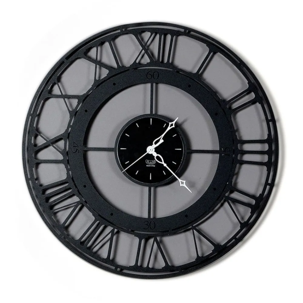Orologi Da Parete Moderni-Selezionato da Mazzolaluce Orologio da muro nero 50cm numeri romani design