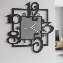 Orologi Da Parete Moderni-Selezionato da Mazzolaluce Orologio da muro nero grigio design quadrato moderno