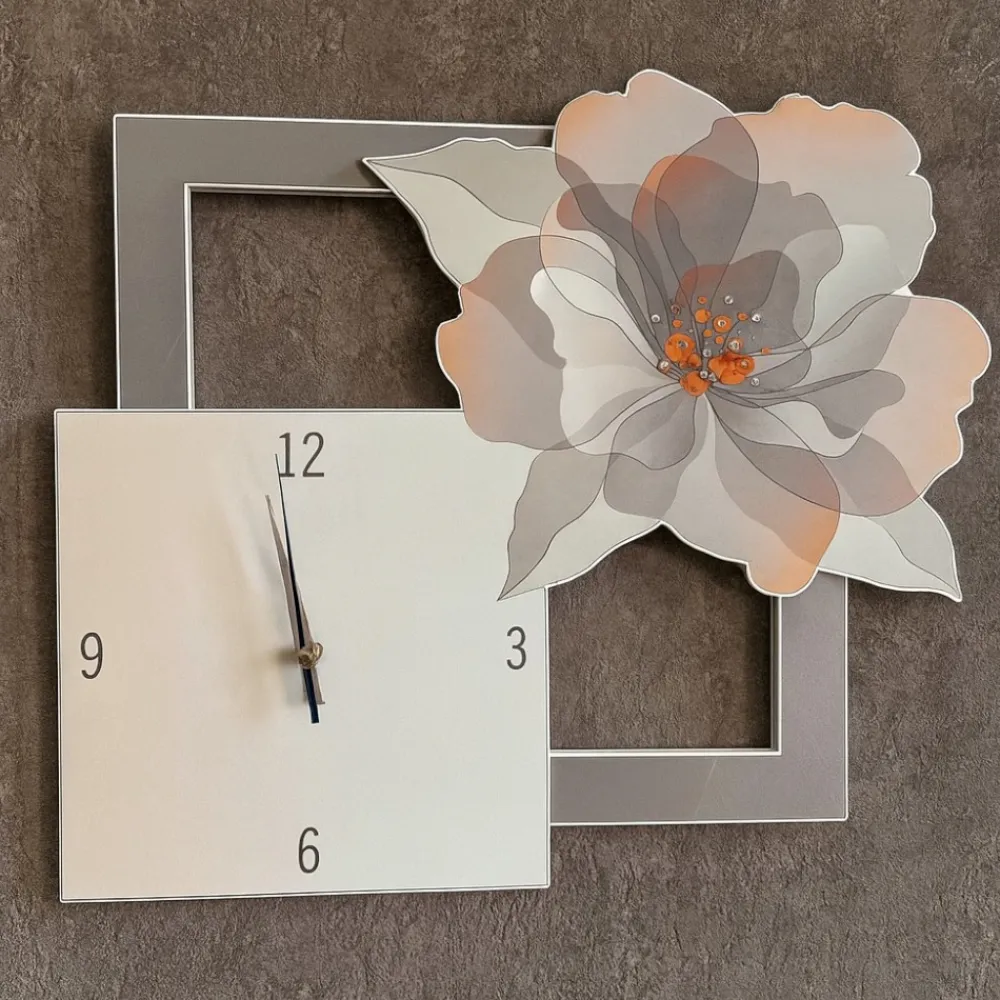 Orologi Da Parete Moderni-Bongelli Preziosi Orologio da muro rose cipria 50x45 con strass