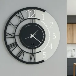 Orologi Da Parete Moderni-Selezionato da Mazzolaluce Orologio da muro rotondo nero dual time numeri moderni