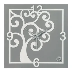 Orologi Da Parete Moderni-Bongelli Preziosi Orologio da parete albero della vita quadrato grigio