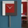 Orologi Da Parete Moderni-Selezionato da Mazzolaluce Orologio da parete a pendolo rosso rubino grigio bianco