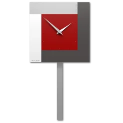 Orologi Da Parete Moderni-Selezionato da Mazzolaluce Orologio da parete a pendolo rosso rubino grigio bianco