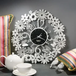 Orologi Da Parete Moderni-Selezionato da Mazzolaluce Orologio da parete bianco e nero design farfalle rotondo 50cm