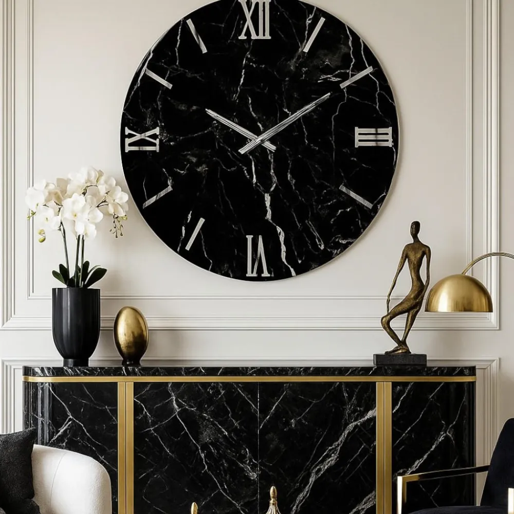 Orologi Da Parete Moderni-Selezionato da Mazzolaluce Orologio da parete buio 40cm effetto marmo nero moderno