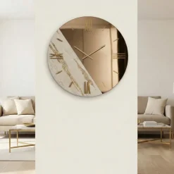 Orologi Da Parete Moderni-Selezionato da Mazzolaluce Orologio da parete 80cm carta da parati specchio bronzo per soggiorno