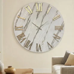 Orologi Da Parete Moderni-Selezionato da Mazzolaluce Orologio da parete 40cm carta da parati oro numeri romani