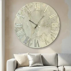 Orologi Da Parete Moderni-Selezionato da Mazzolaluce Orologio da parete 60cm circolare carta da parati argento