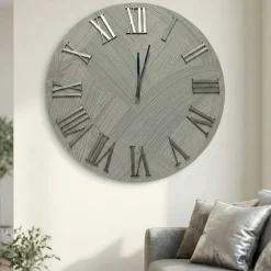 Orologi Da Parete Moderni-Selezionato da Mazzolaluce Orologio da parete 60cm con carta da parati argento numeri romani