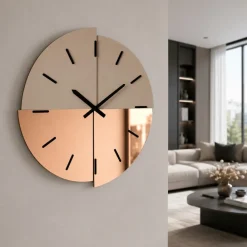 Orologi Da Parete Moderni-Selezionato da Mazzolaluce Orologio da parete 80 cm design moderno specchio bronzo satinato oro rosa