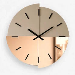 Orologi Da Parete Moderni-Selezionato da Mazzolaluce Orologio da parete 80 cm design moderno specchio bronzo satinato oro rosa