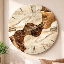 Orologi Da Parete Moderni-Selezionato da Mazzolaluce Orologio da parete 40cm design resina effetto marmo marrone