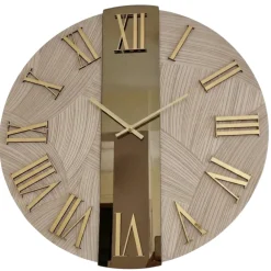Orologi Da Parete Moderni-Selezionato da Mazzolaluce Orologio da parete 80cm design rotondo specchio bronzo carta da parati oro