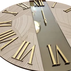 Orologi Da Parete Moderni-Selezionato da Mazzolaluce Orologio da parete 80cm design rotondo specchio bronzo carta da parati oro