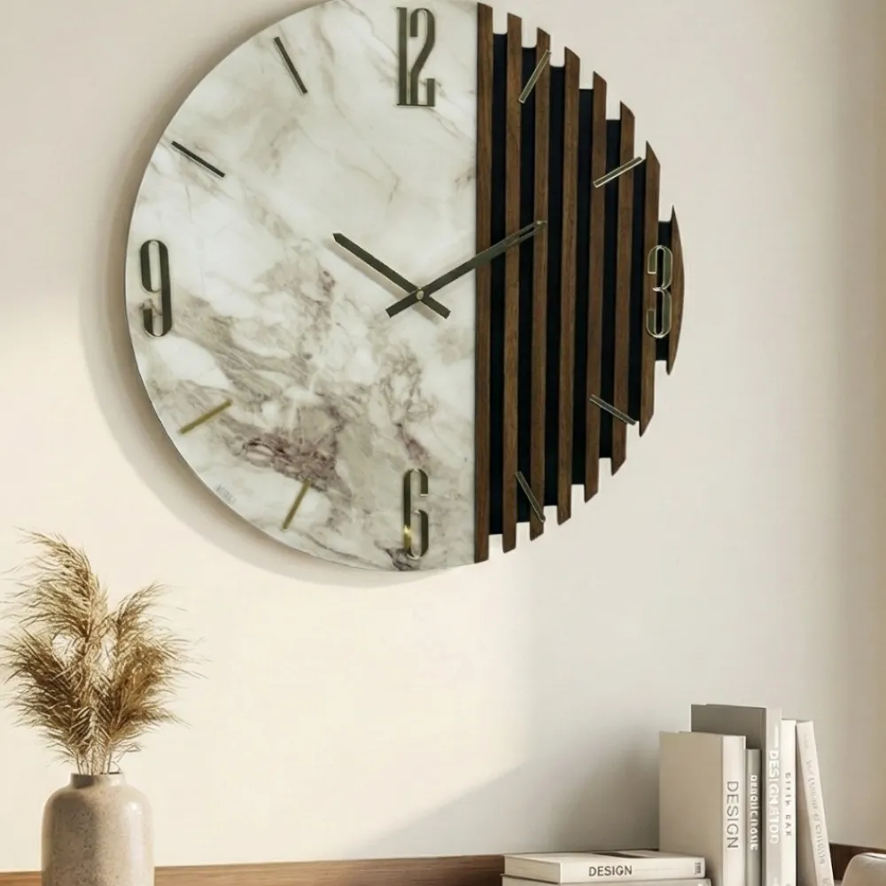 Orologi Da Parete Moderni-Selezionato da Mazzolaluce Orologio da parete 60cm design tondo resina legno contemporaneo