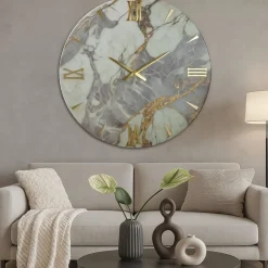 Orologi Da Parete Moderni-Selezionato da Mazzolaluce Orologio da parete 80cm effetto marmoreo numeri oro design