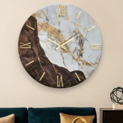 Orologi Da Parete Moderni-Selezionato da Mazzolaluce Orologio da parete 60cm effetto marmo marrone bianco oro design