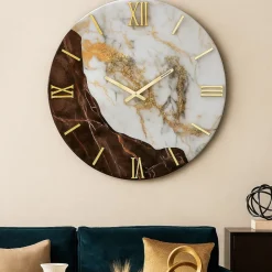 Orologi Da Parete Moderni-Selezionato da Mazzolaluce Orologio da parete 40cm effetto marmo marrone bianco cristalli