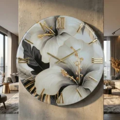 Orologi Da Parete Moderni-Selezionato da Mazzolaluce Orologio da parete 40cm floreale tondo resina decoro oro