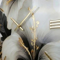 Orologi Da Parete Moderni-Selezionato da Mazzolaluce Orologio da parete 80cm floreale oro in resina per soggiorno