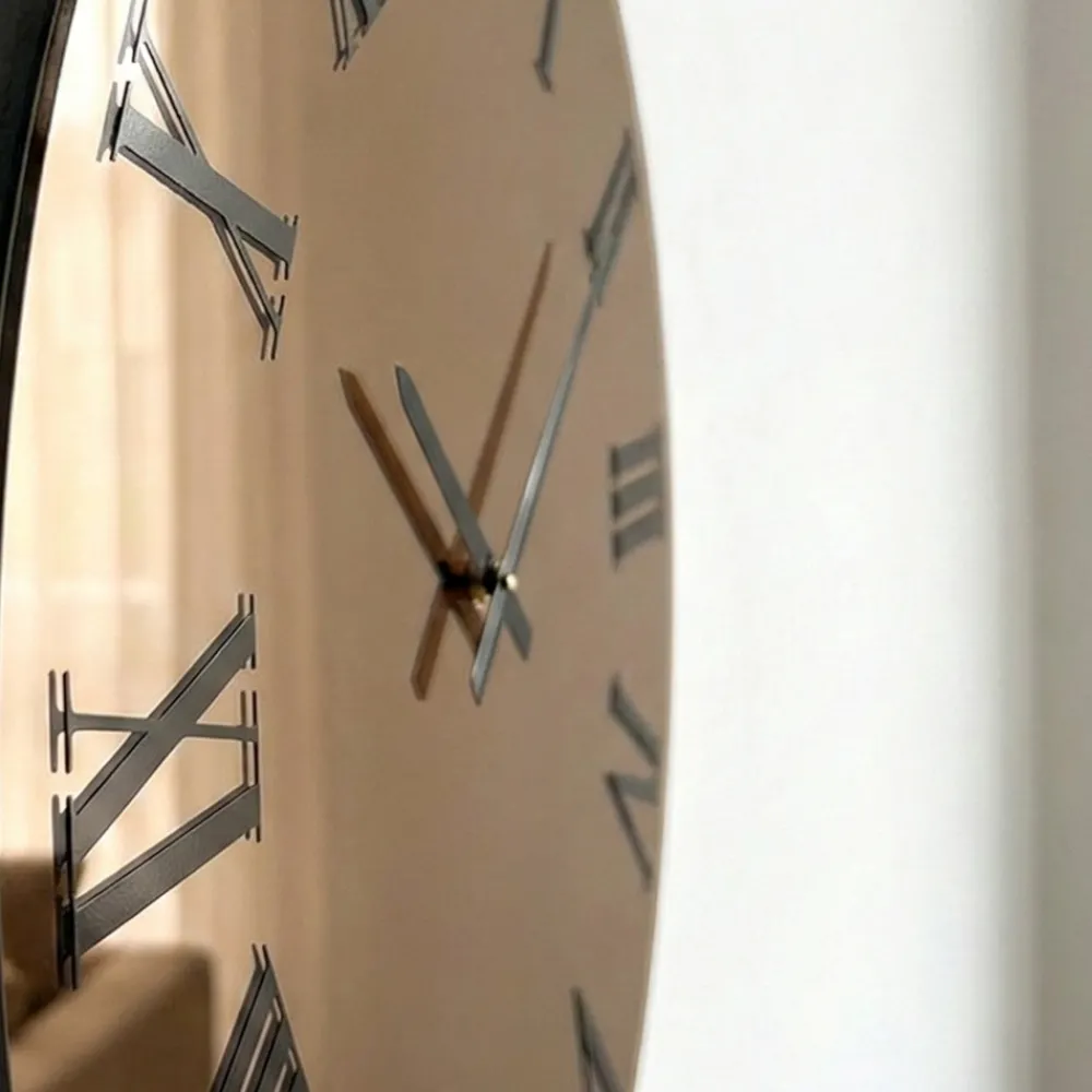 Orologi Da Parete Moderni-Selezionato da Mazzolaluce Orologio da parete 100cm grande in vetro bronzo rotondo