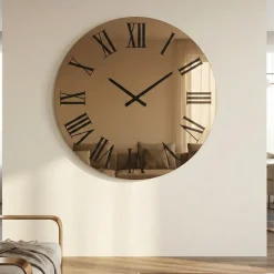 Orologi Da Parete Moderni-Selezionato da Mazzolaluce Orologio da parete 100cm grande in vetro bronzo rotondo