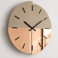 Orologi Da Parete Moderni-Selezionato da Mazzolaluce Orologio da parete 100 cm grandi dimensioni specchio bronzo satinato rosa per soggiorno