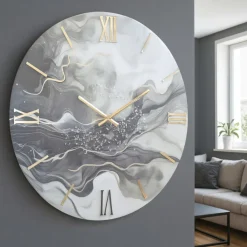 Orologi Da Parete Moderni-Selezionato da Mazzolaluce Orologio da parete 80cm in resina nero chiaro con cristalli moderno