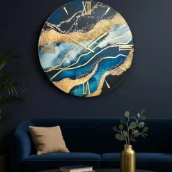 Orologi Da Parete Moderni-Selezionato da Mazzolaluce Orologio da parete 100cm mediterraneo moderno in resina blu oro