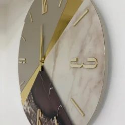 Orologi Da Parete Moderni-Selezionato da Mazzolaluce Orologio da parete 80 cm oro moderno legno resina effetto marmo marrone