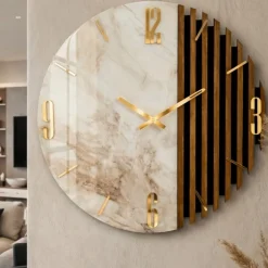 Orologi Da Parete Moderni-Selezionato da Mazzolaluce Orologio da parete 80 cm resina effetto marmo legno cannettato